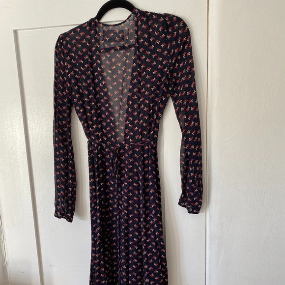 Reformation Floral Wrap Dress long sleeve Maxi - Picture 2 of 4
